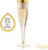 Plastic Champagne Flutes Disposable - Gold Glitter with a Gold Rim - [1 Box of 36] 6.5 Oz Premium Toasting Flutes, Elegant Stylish Mimosa Glasses Perfect for Weddings Anniversaries and Catered Events