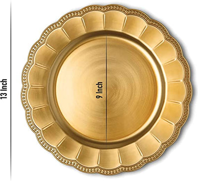 Sunflower Charger Plates, 13” Elegant Chargers, Set of 6, Hand Finished (Finish May Vary) Sunflower Gold Chargers for Dinner Plates & Bowls, Perfect for Weddings, Parties, Anniversary, Holidays