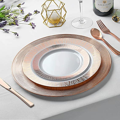 180-Piece Rose Gold Plates & Dinnerware Set - Large & Small Rose Gold -  Chateau Fine Tableware