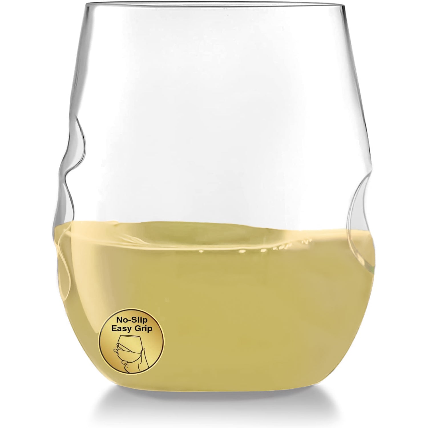 32 Pack Finger Indentations Stemless Plastic Wine Glasses Disposable 12 Oz,  Smooth Rim Shatterproof Recyclable BPA-Free, Stylish Drinkware for All