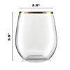 32 Pack Stemless Plastic Wine Glasses Disposable 12 Oz Gold Rim - Shatterproof Recyclable and BPA-Free, Stylish Drinkware for all Beverages, Cocktail Parties, Wedding Reception and Catered Events