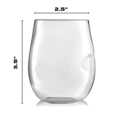 32 Pack Finger Indentations Stemless Plastic Wine Glasses Disposable 12 Oz, Smooth Rim Shatterproof Recyclable BPA-Free, Stylish Drinkware for All Beverages, Cocktail Parties, Wedding Reception