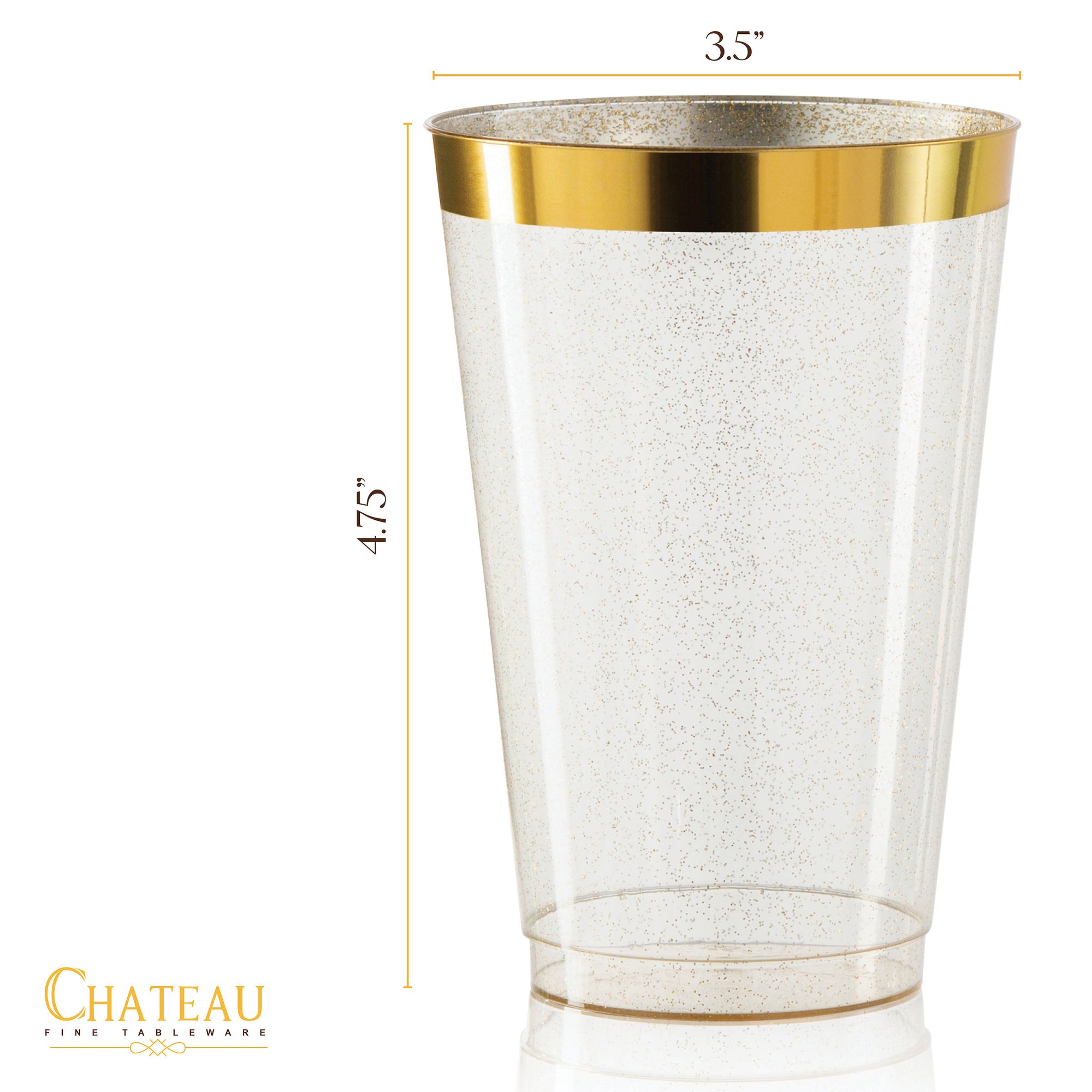 Chateau Glasses 100 Rose Gold Cups 9oz - Rose Gold Glitter With A