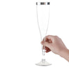 Plastic Champagne Flutes Disposable - Silver Glitter with a Silver Rim - [1 Box of 36 ] 6.5 Oz - Premium Toasting Glass - Elegant Stylish Mimosa Glasses for Weddings Anniversaries and Catered Events