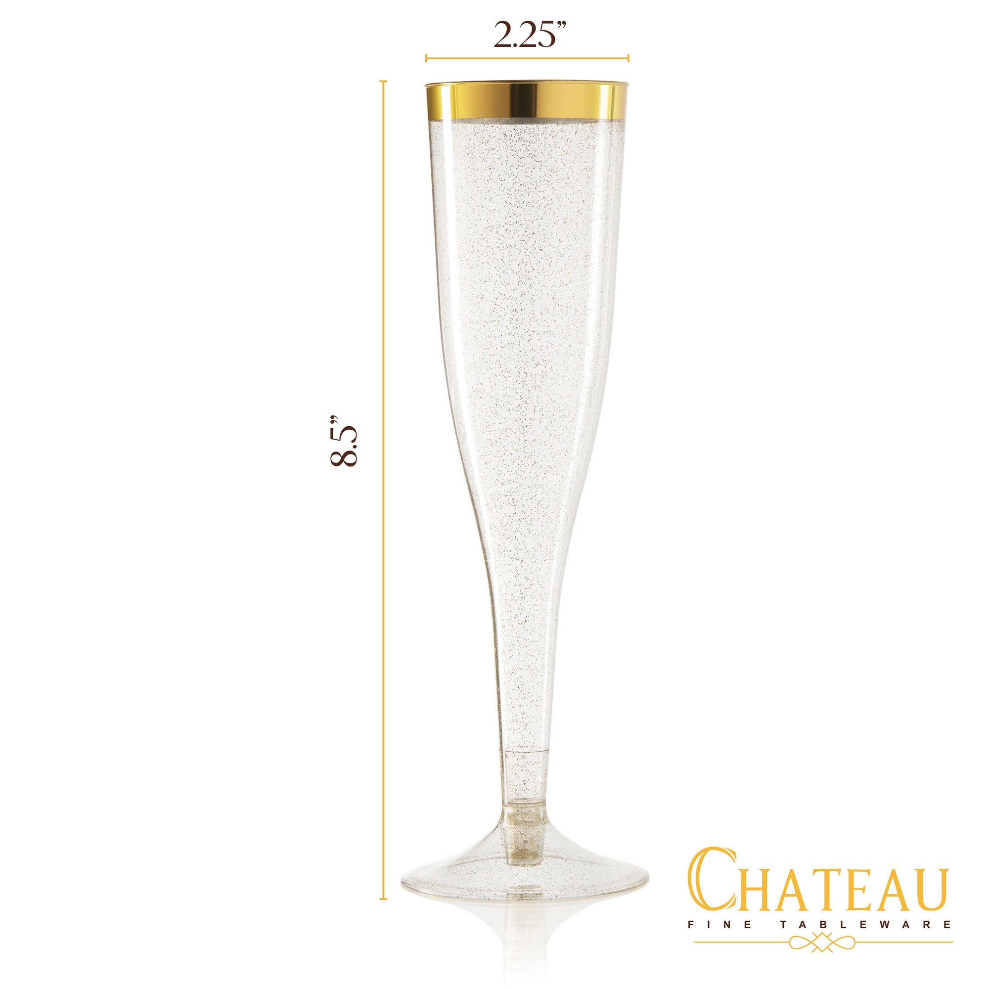 Plastic Champagne Flutes Disposable - Silver Glitter with A Silver Rim - [1 Box of 36 ] 6.5 oz - Premium Toasting Glass - Elegant Stylish Mimosa